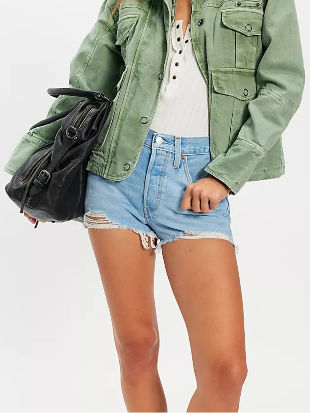Free People x Levi's 501 Original Denim Shorts Light Wash 30